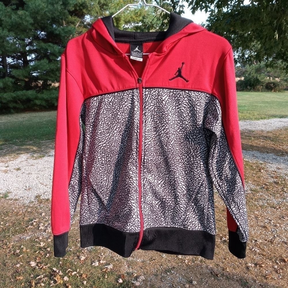 Jordan Jumpman elephant print Therma-Fit zip front hoodie red gray black size L